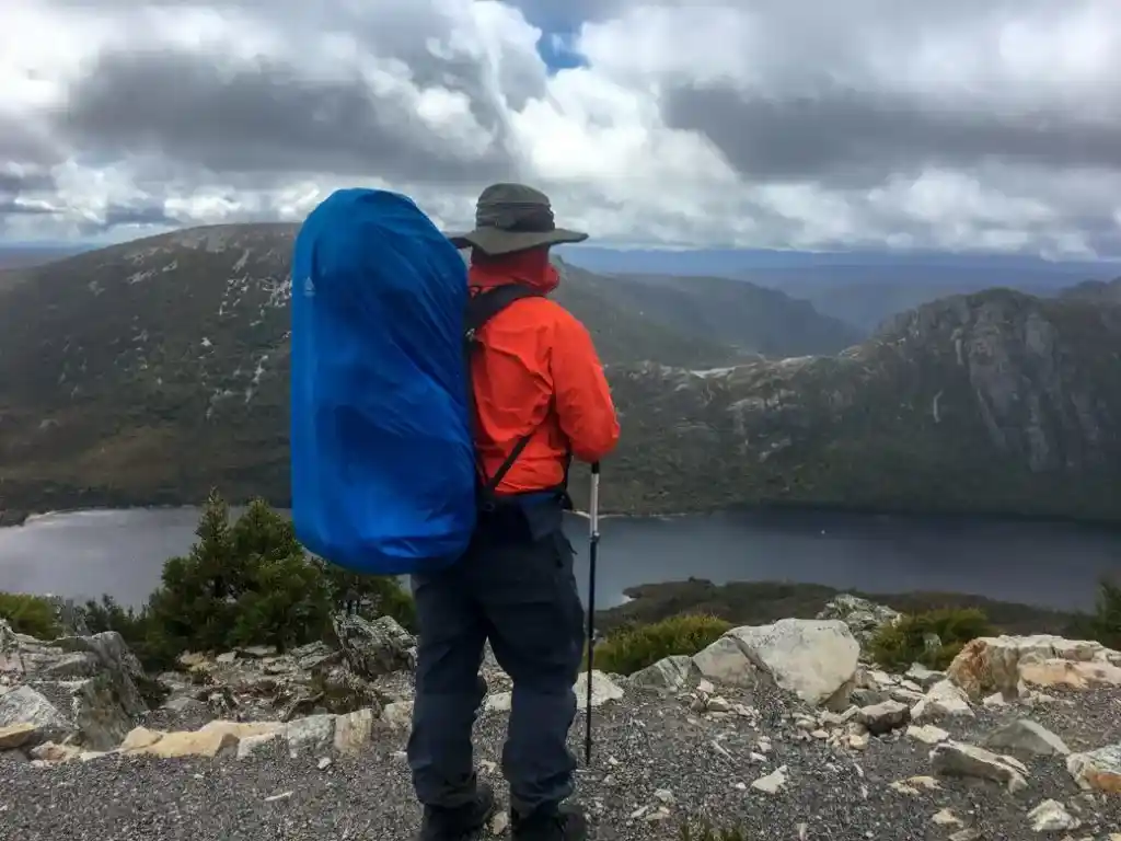 The hardest section of the Overland Track up to Marions Lookout on Day 1 from Ronny Creek to Waterfall Valley
