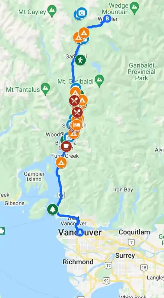 Sea to Sky Highway Map