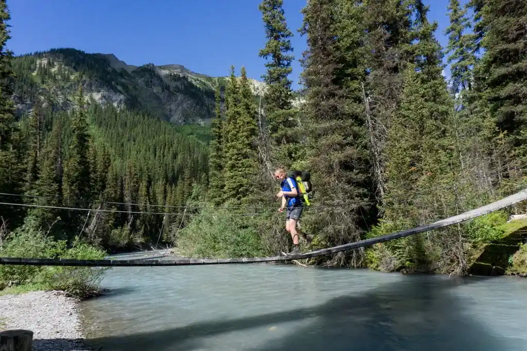 Suspension bridge over Helmet Creek