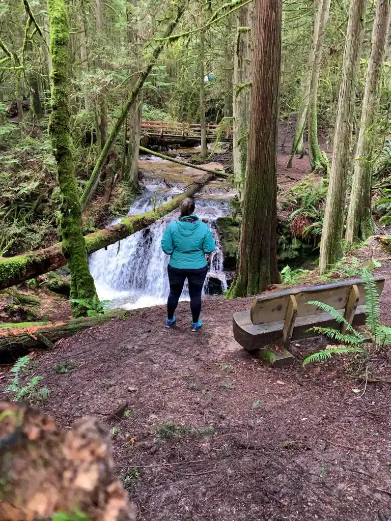 Wearing hiking leggings at Cliff Gilker Park