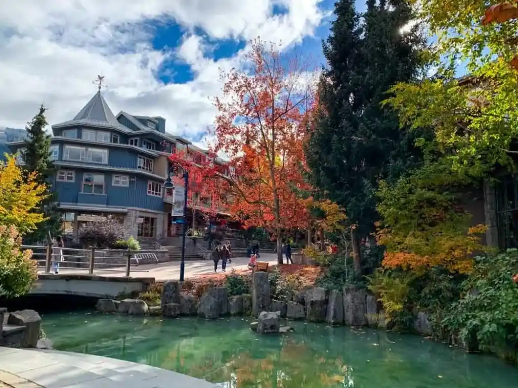 Whistler Village with fall colours.