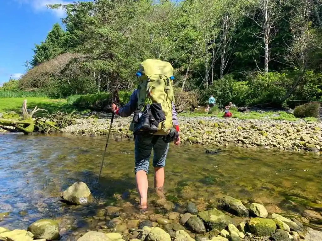 Fording a creek on the Tatchu Peninsula