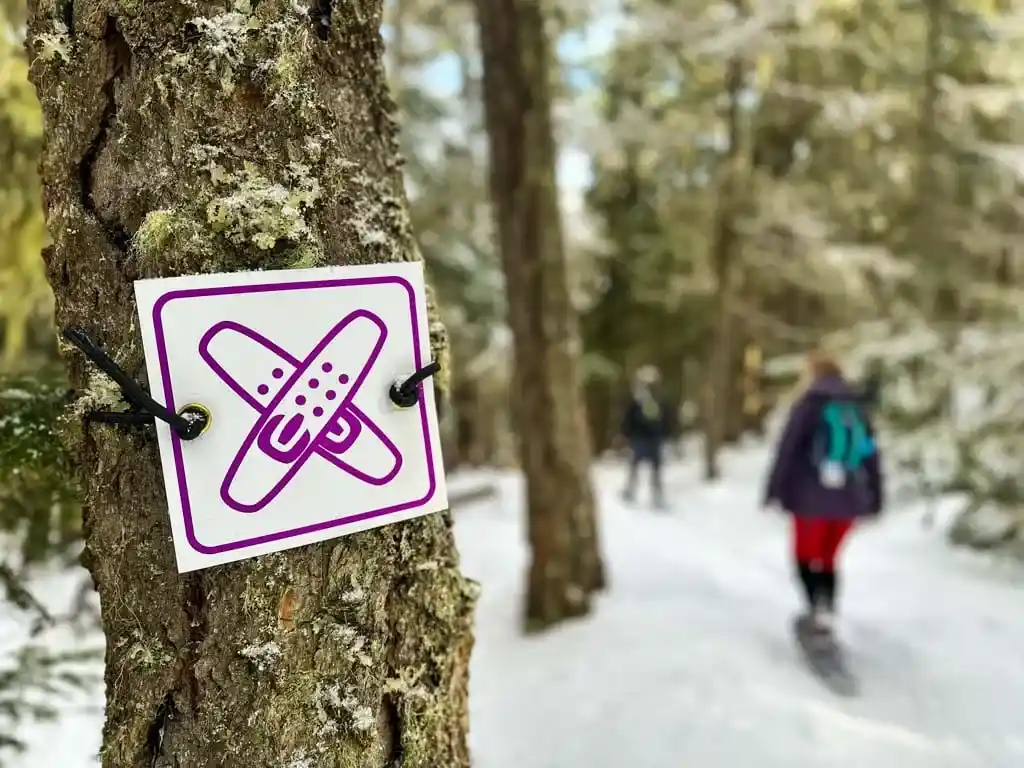 Snowshoe trail market at Lost Lake in Whistler