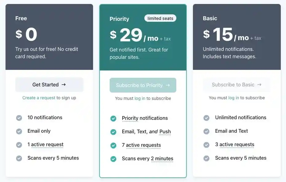 Monthly pricing plans from Schnerp