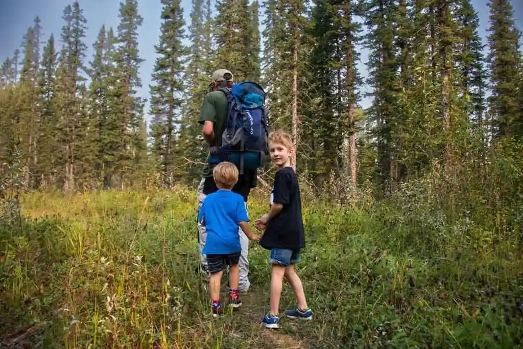 Two children take part in the Sundre Medicine Walk in Sundre Alberta