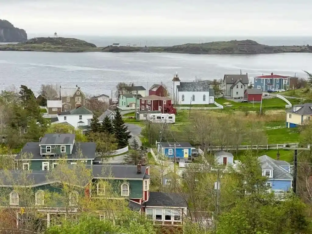 Looking down to the buildings of Trinity from above.